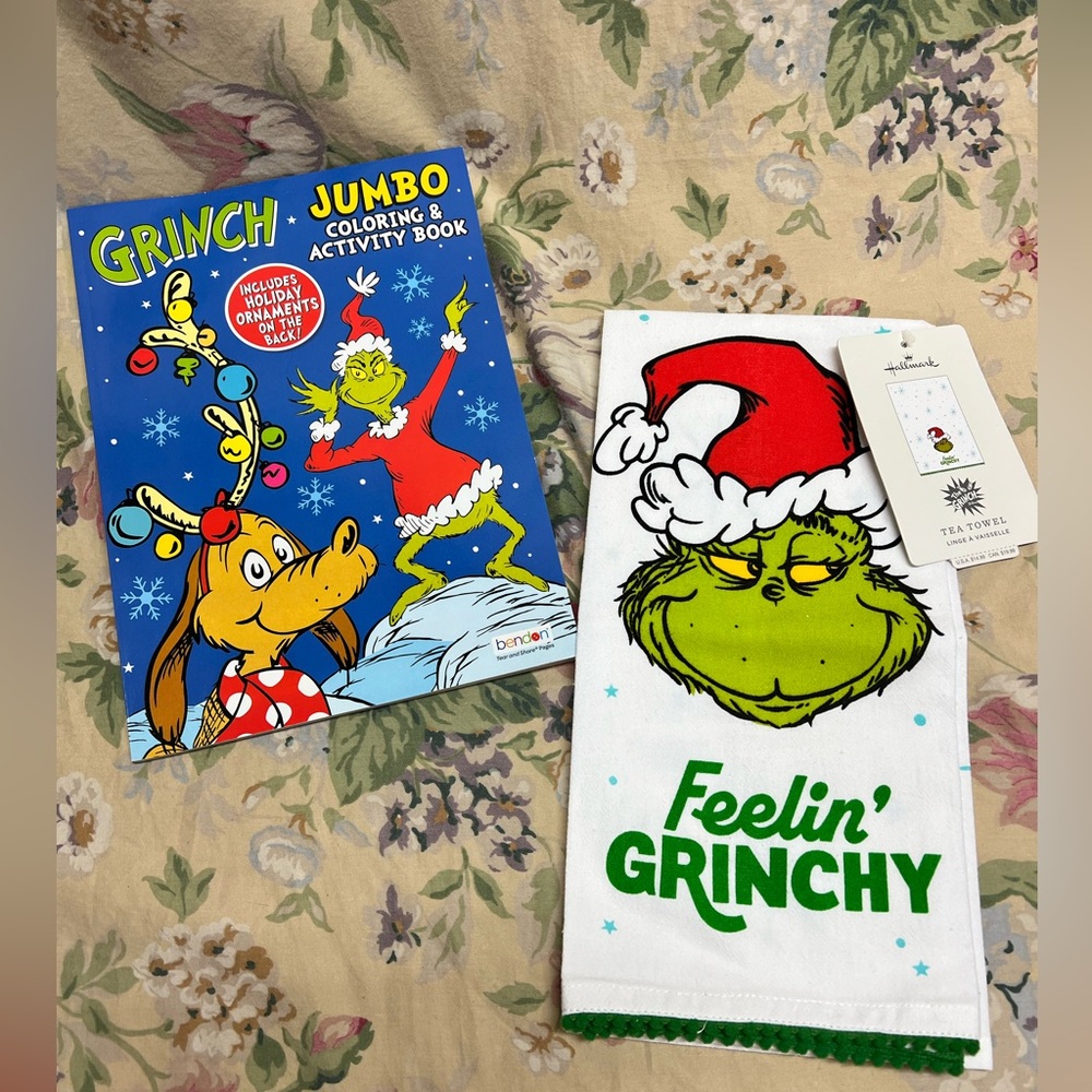 Grinch tea towel & coloring book